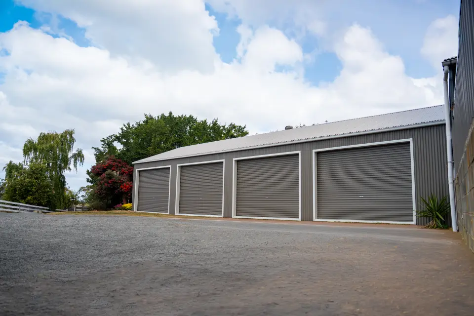 COLORBOND Gully 4 car garage with roller doors