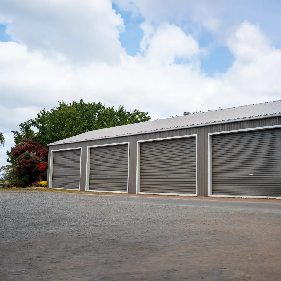 COLORBOND Gully 4 car garage with roller doors