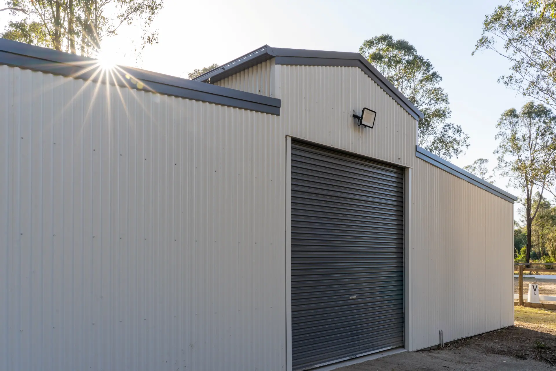 Side view of Surfmist American barn stable