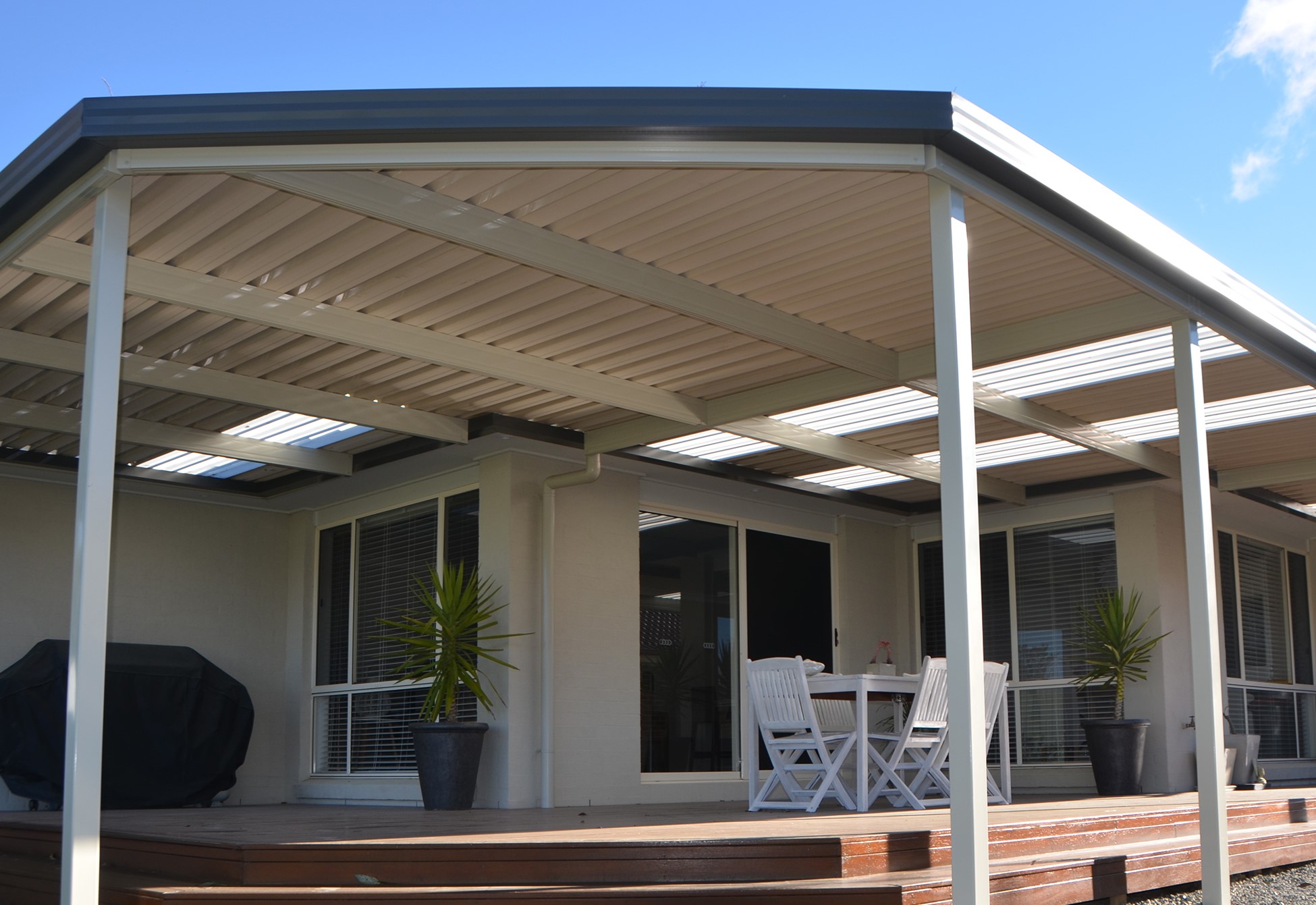 Stramit Monoclad roof sheeting on patio roof