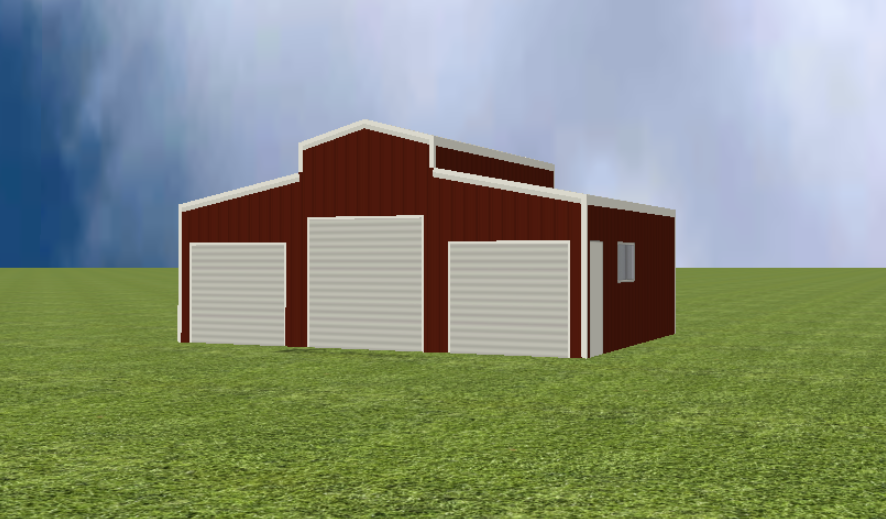 American barn render with 15 degree roof pitch