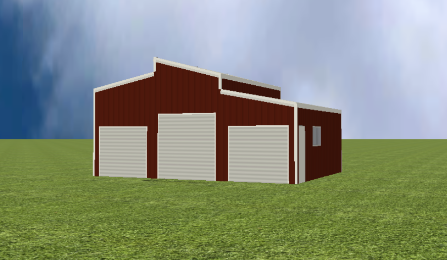 American barn with skillion 15 degree roof pitch