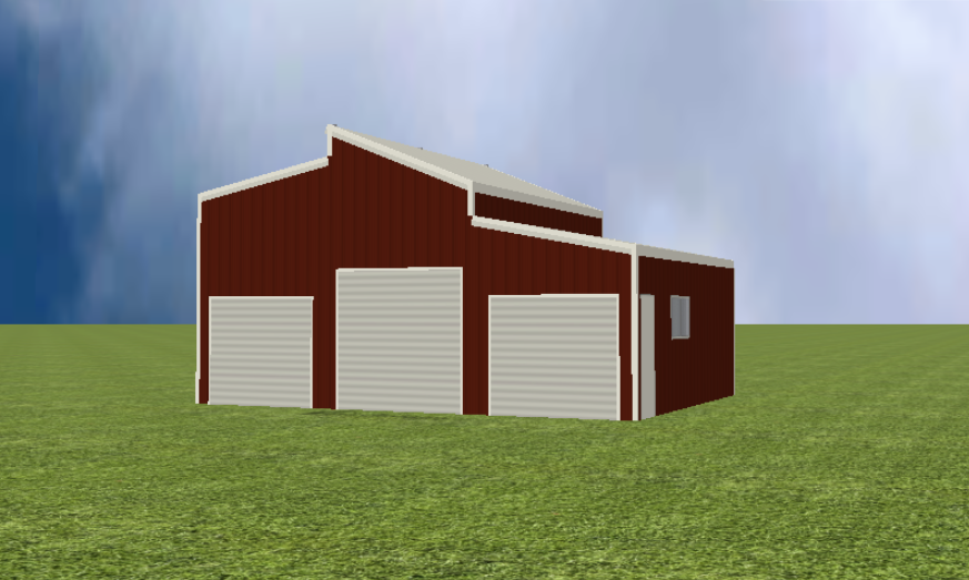 American barn render with skillion 22 degree roof pitch