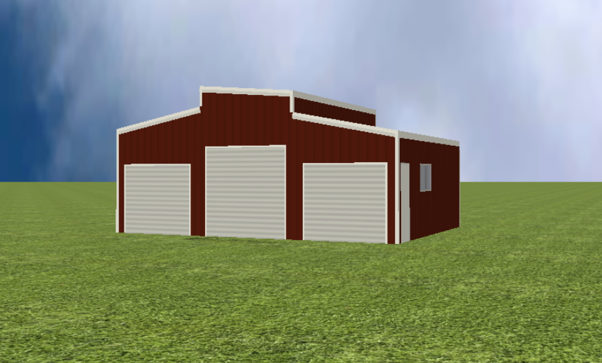 American barn render with skillion 5 degree roof pitch