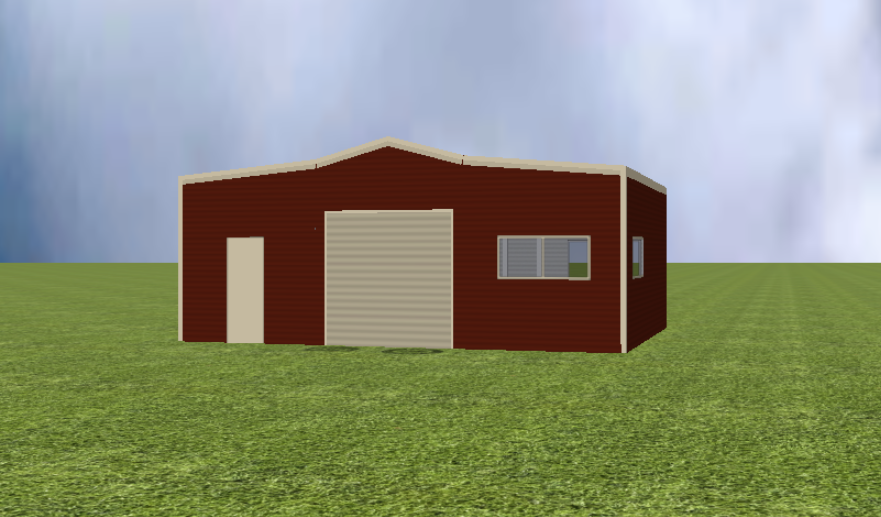 Australian Barn render with 15 degree roof pitch and 5 degree lean to