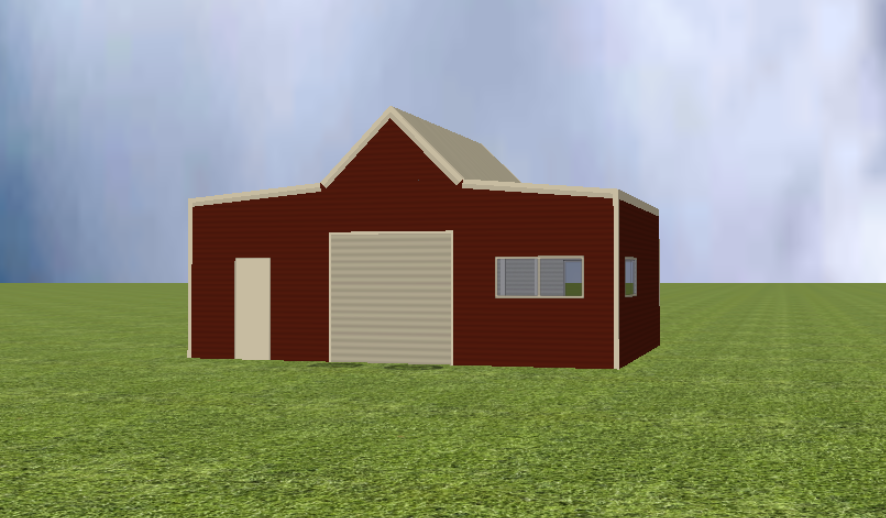 Australian Barn with 45 degree roof pitch and 5 degree lean-tos