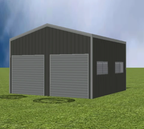Garage render with 15 degree gable roof
