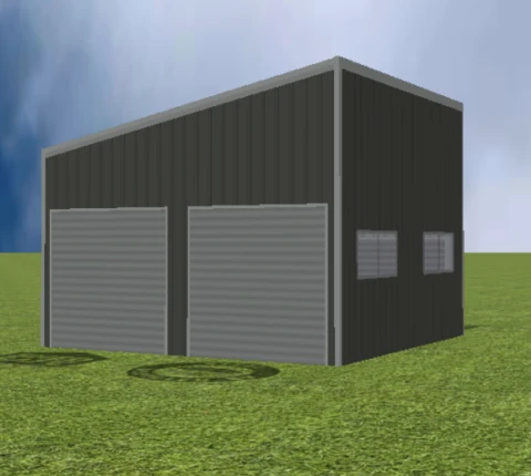 Garage render with Skillion 11 degree roof pitch