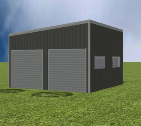 Garage render with 5 degree skillion roof