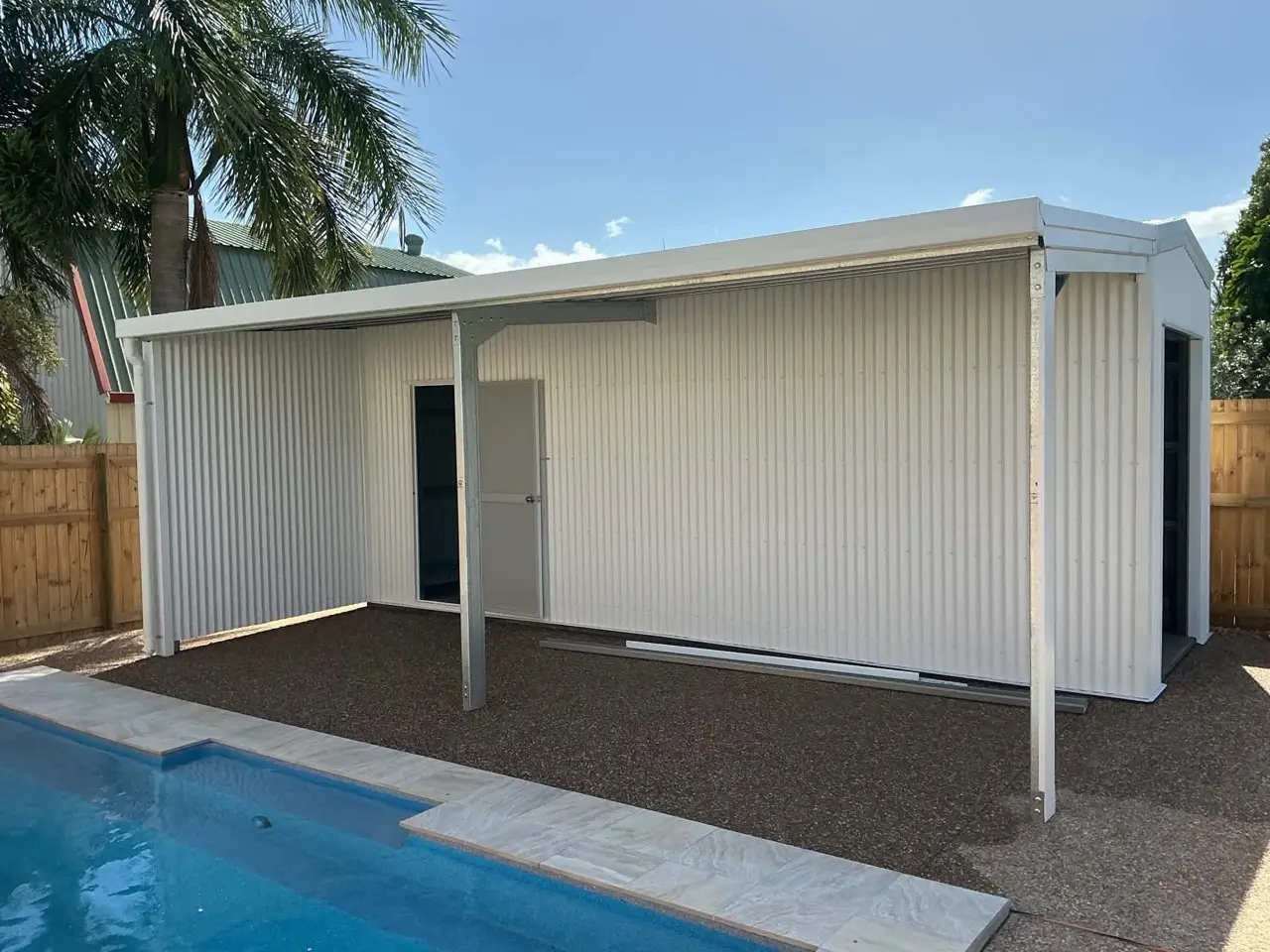 Gable shed with skillion awning
