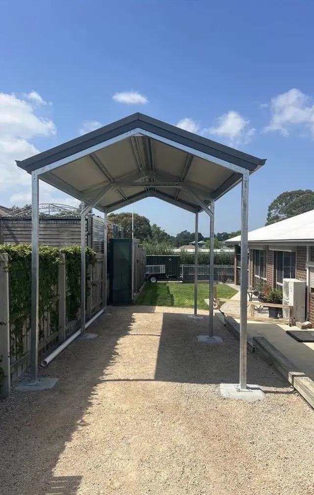 3x 6.5 carport at 3m high, 22 deg roof pitch, COLORBOND®  Woodland Grey®  Large