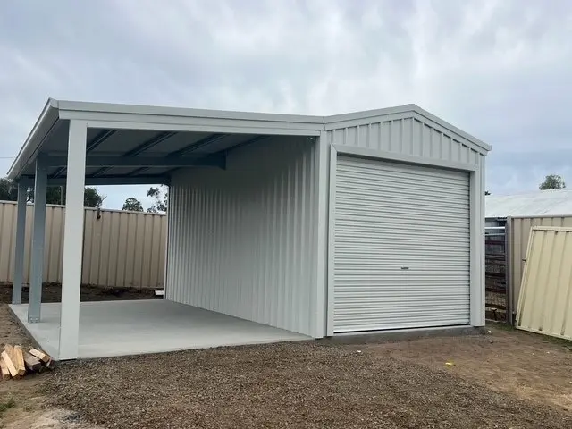3x6x2.7 with 3m Lean To 11 deg pitch Surfmist COLORBOND.JPG  Large