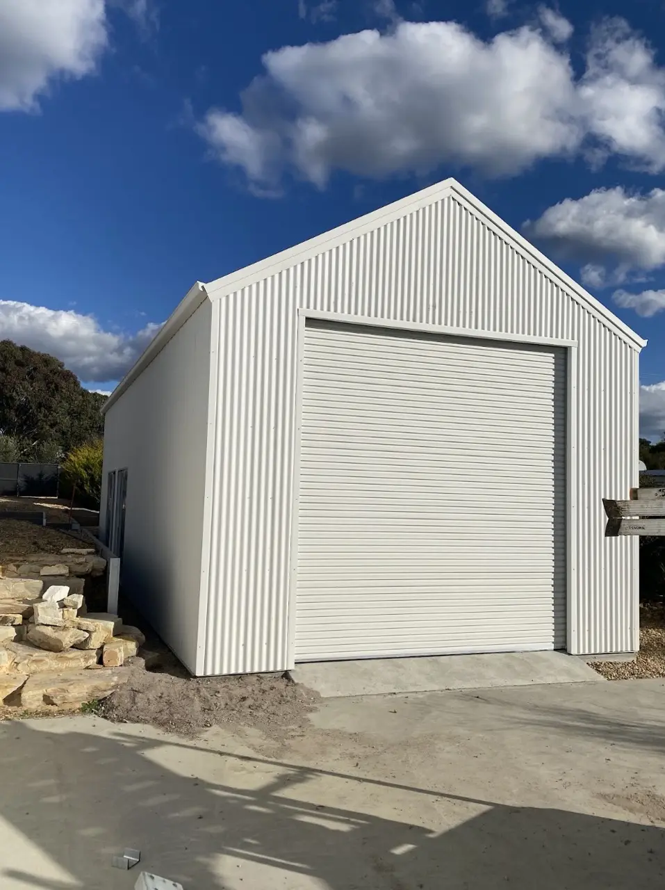 Gable Shed 12.5 x 3.7, 30 degree roof pitch, COLORBOND® Surfmist® Matt Large