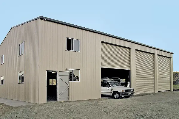 Garage with mezzanine floor storage