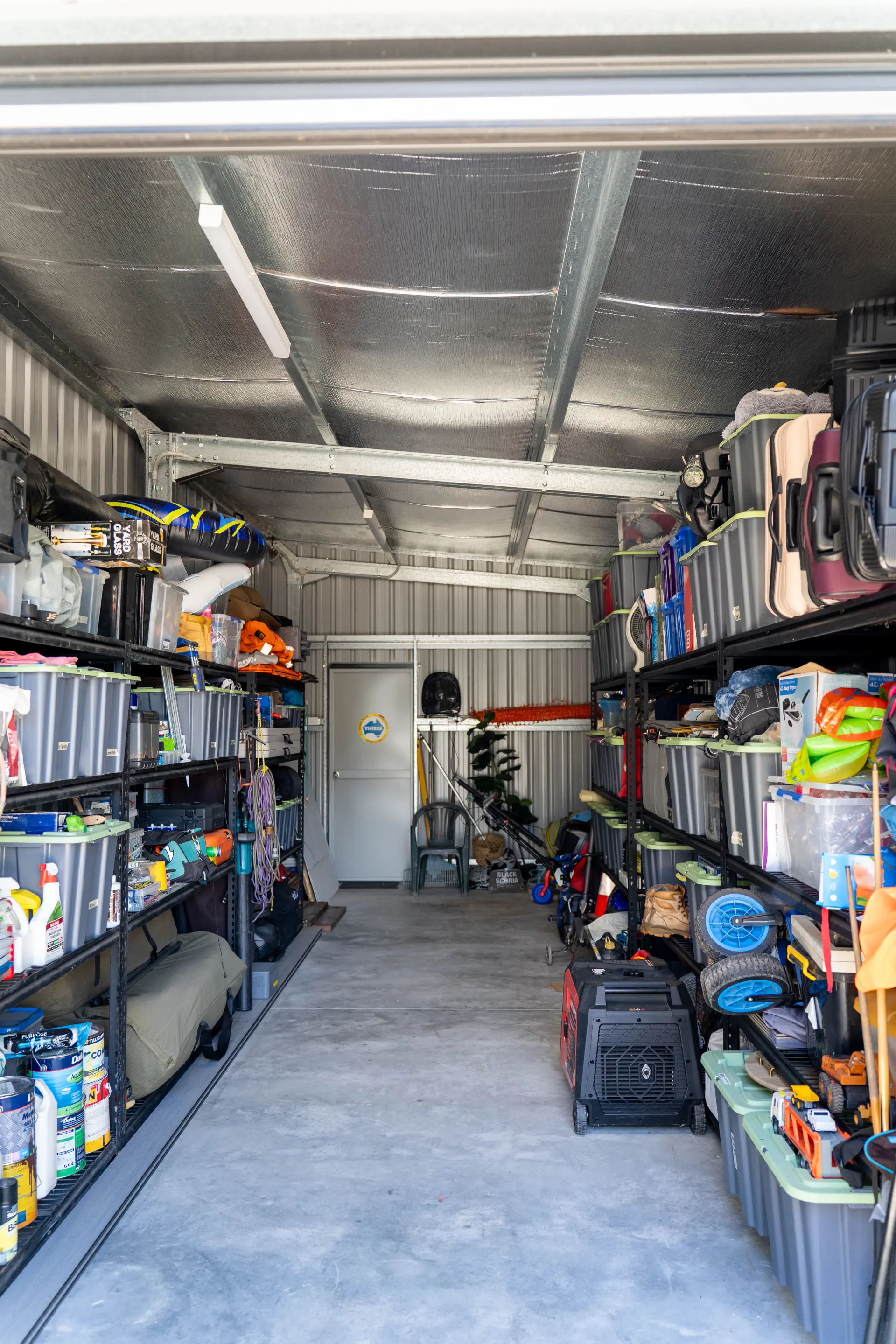 Interior of insulated storage shed